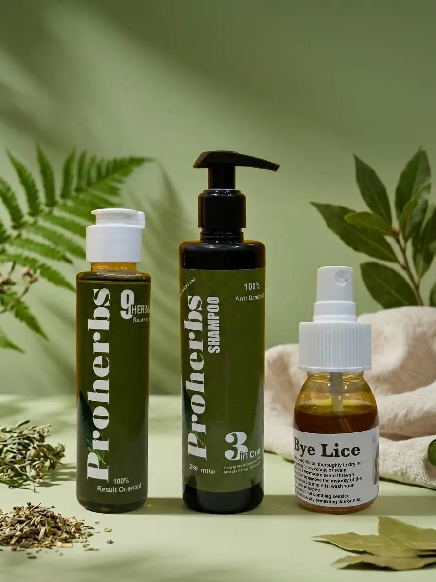 Complete Herbal Hair Care Bundle | Shampoo, Hair Oil & Bye Lice Solution