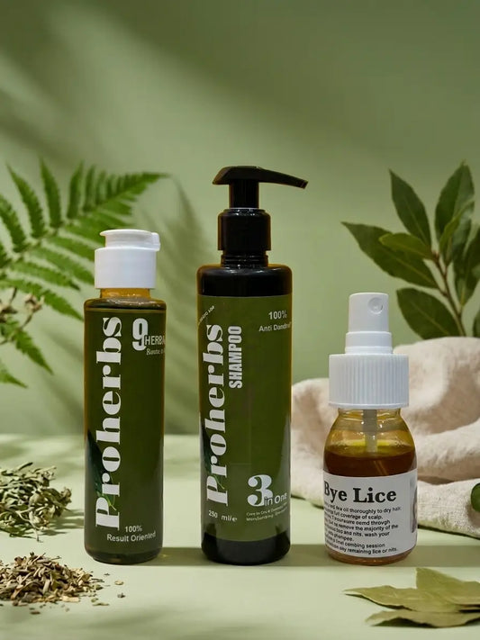 Complete Herbal Hair Care Bundle | Shampoo, Hair Oil & Bye Lice Solution